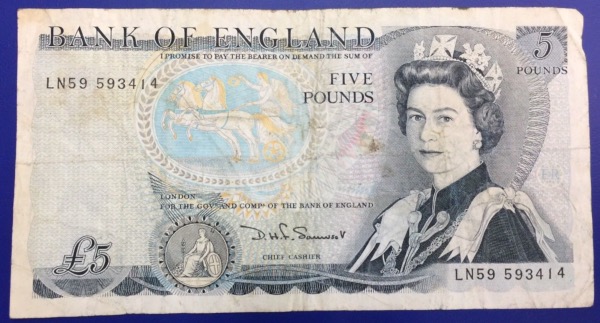Billet 5 Pounds Royaume-Uni