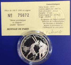 100 Francs JO Albertville 1992 Skieur acrobatique Monnaie de Paris