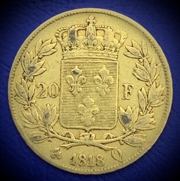 20 Francs or Louis XVIII Buste Nu 1818 Q