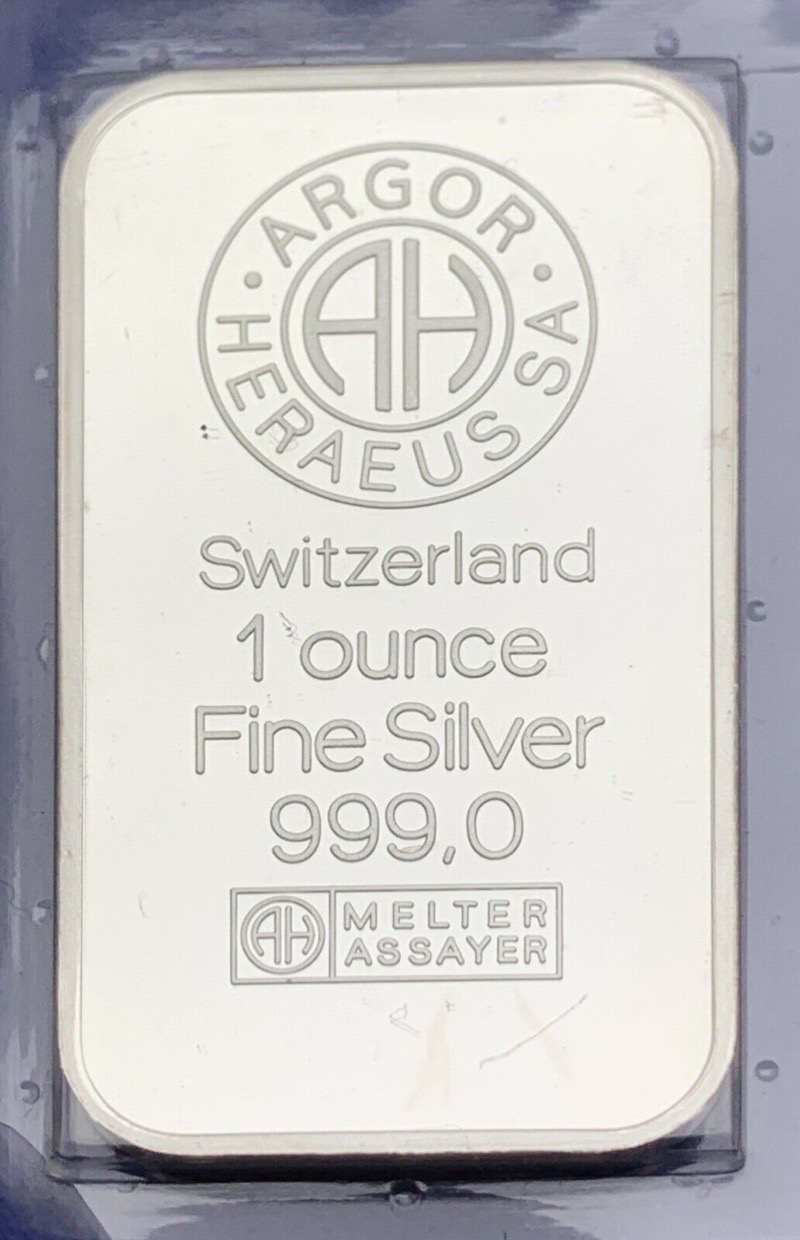 Lingot argent 1 Once 999 Suisse Argor Heraeus Solothurn Neuf Scellé