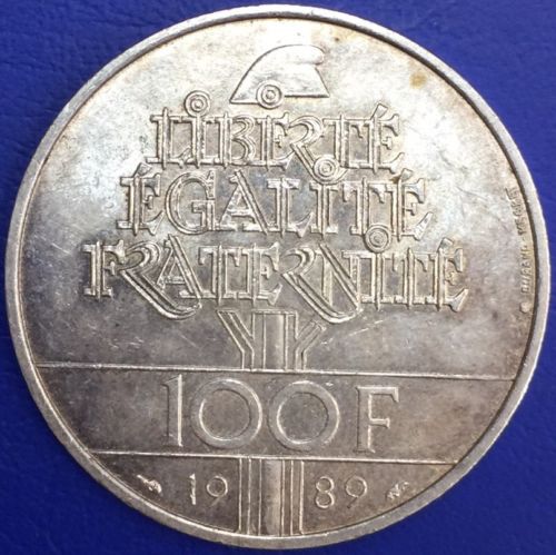 France - Monnaie, 100 francs argent,  Droits de L'homme 1989
