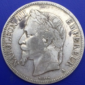 Monnaie argent,  5 francs Napoléon III, 1868 A, Paris