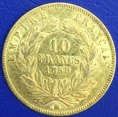 Monnaie, 10 francs or, Napoleon III Tête nue, 1859 BB