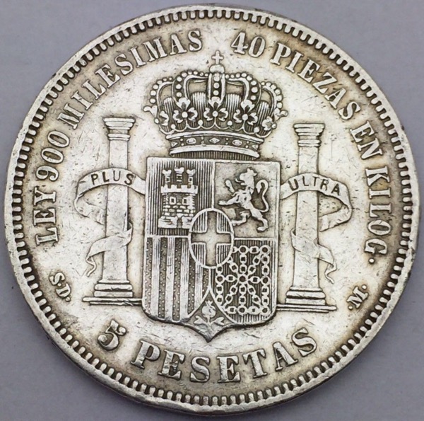 Espagne 5 Pesetas Amadeo I 1871 Madrid
