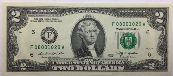 Etats-Unis Billet 2 dollars 2009 Atlanta 