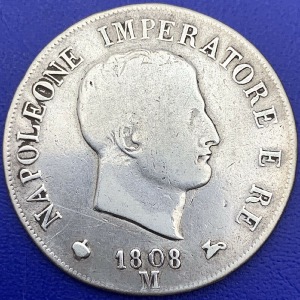 Italie 5 Lire Napoléon Ier 1808 Milan