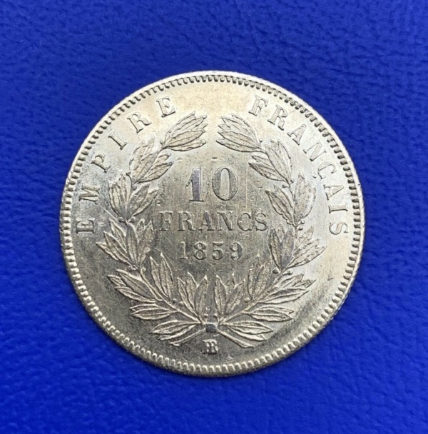 Monnaie Or 10 Francs Napoléon III Tête nue 1859 BB Top Qualité