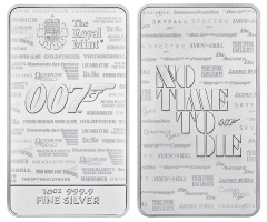 Lingot argent JAMES BOND 007, 1 Once 999,9 Neuf et Scellé