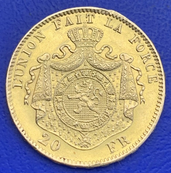 20 Francs Or 1877 Léopold II Roi des Belges