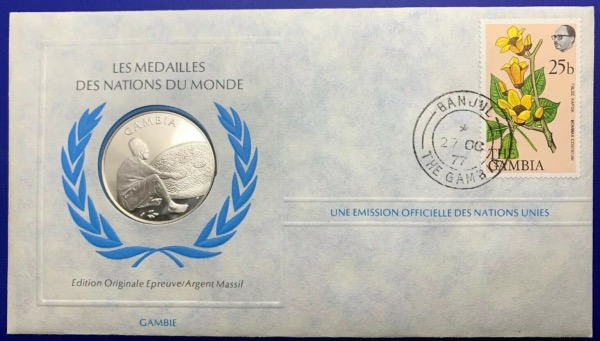 Médaille Argent massif des nations du Monde - GAMBIE