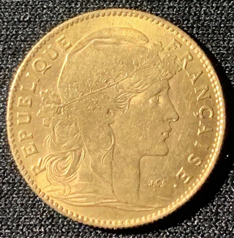 10 francs Coq Marianne or 1910