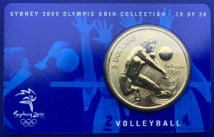 Australie, 5 Dollars Elisabeth 2, Sydney 2000, Volleyball