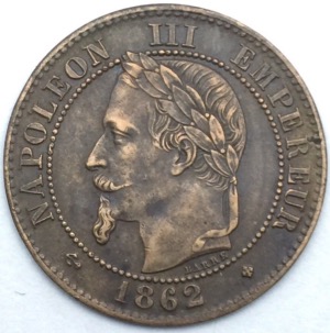 Napoleon III 2 centimes 1862 BB