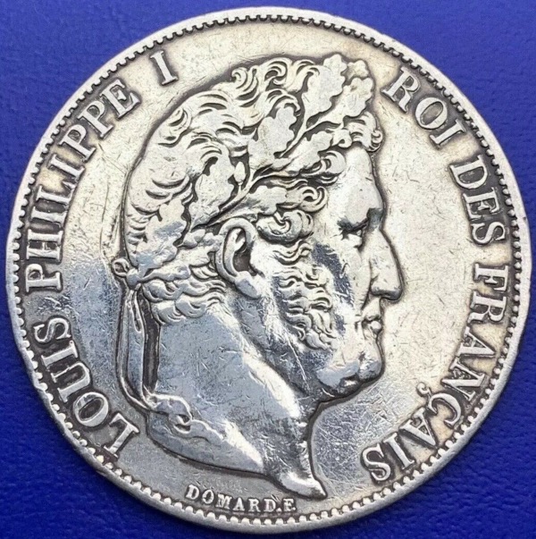 Pièce argent, France, Louis Philippe I, 5 francs, 1847 A