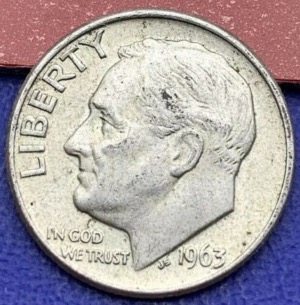 Pièce USA One Dime Roosevelt 1963 Denver argent