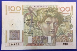 100 Francs Jeune Paysan 17-7-1947