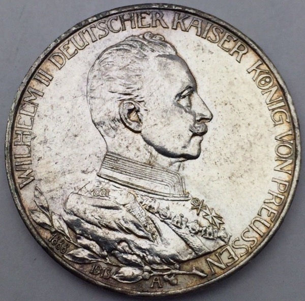Preussen Wilhelm II 3 Mark 1913 A