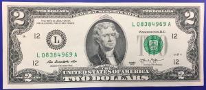 Billet de 2 dollars, 2013, San Francisco