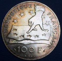 Pièce 100 francs argent - Descartes 1991