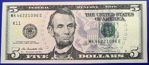 Etats-Unis, Billet 5 dollars Dallas 2013, Lincoln, Neuf