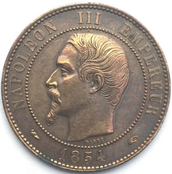 10 centimes Napoléon III 1854 visite de la monnaie