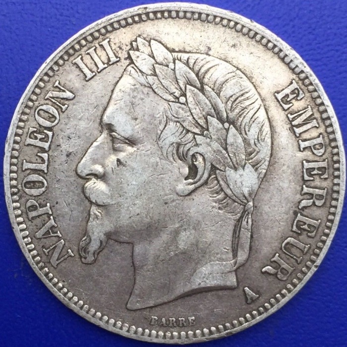 Monnaie argent,  5 francs Napoléon III, 1868 A, Paris