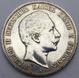 Preussen 5 Mark 1908 A Wilhelm II