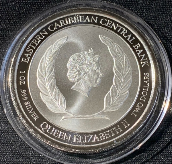 1 oz argent 2018 Montserrat 2$ Île Émeraude des Caraïbes