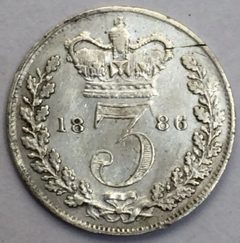 Royaume-Uni, 3 pence, Victoria, 1886