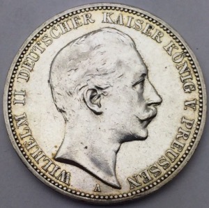 Allemagne Wilhelm II 3 mark 1910 A