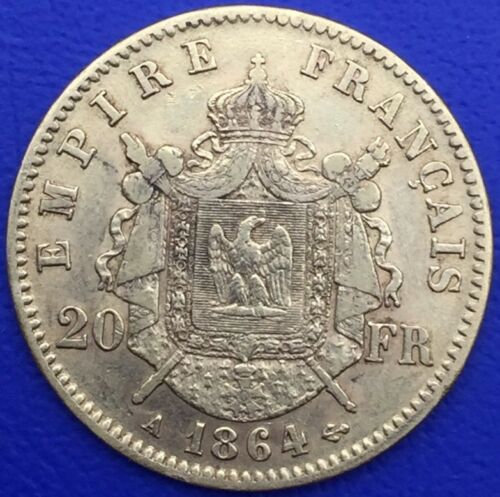 Monnaie Or, 20 Francs Or, Napoléon III Tête Laurée, 1864 A, Paris