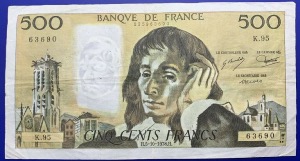 Billet 500 Francs Pascal 5-10-1978