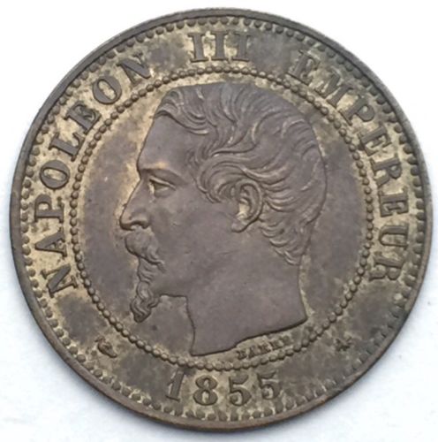2 centimes Napoléon III tête laurée 1855 BB