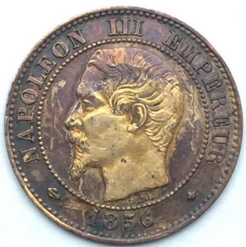 2 centimes Napoléon III tête laurée 1856 BB