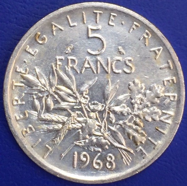 Valeur Dune Piece De 5 Franc En Argent 5 francs Semeuse 1968 argent