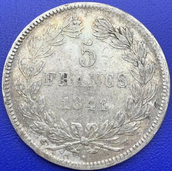 Pièce argent, France, Louis Philippe I, 5 francs, 1841 W