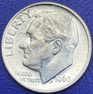 One Dime Roosevelt 1960 argent, États-Unis