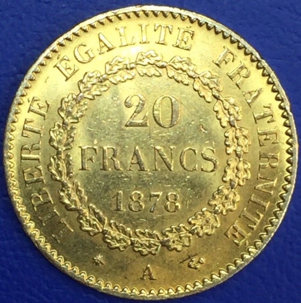 20 Francs or Génie debout 1878