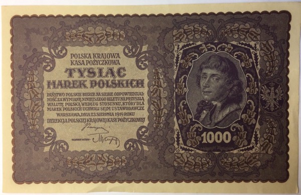 Pologne Billet 1000 Marek 1919 I Serja AR