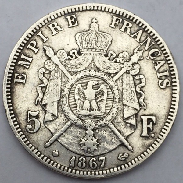5 francs Napoléon III 1867 BB