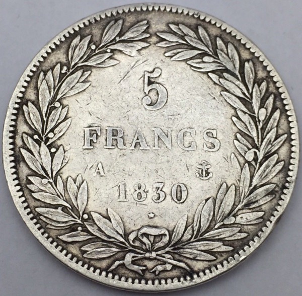 5 francs Louis Philippe I tranche en creux 1830A
