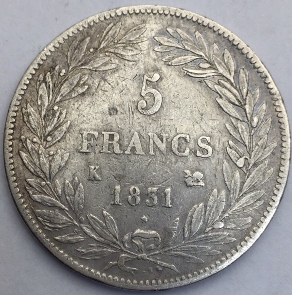 Louis Philippe I 5 francs 1831 K tranche en creux