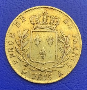 20 Francs Or Louis XVIII 1815 A Buste Habillé