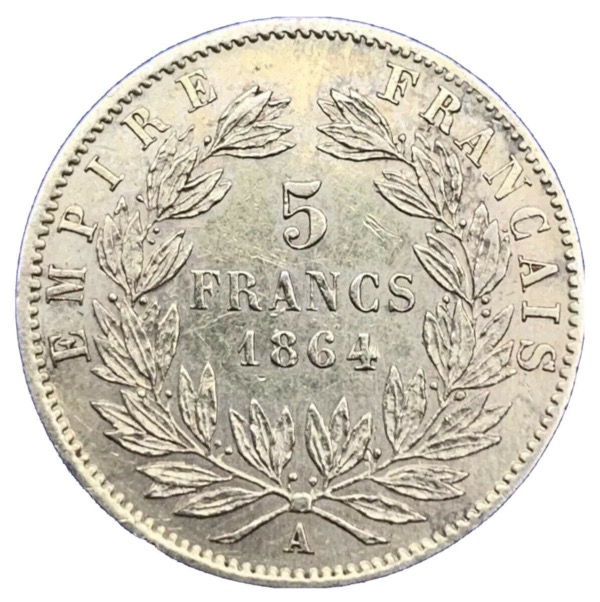 5 Francs or Napoléon III Tête Laurée 1864 A