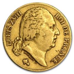 20 Francs or Louis XVIII buste nu