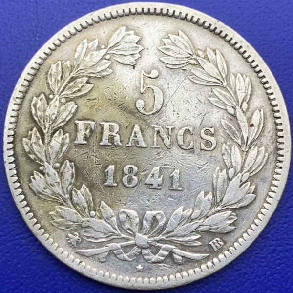 Pièce argent, France, Louis Philippe I, 5 francs, 1841 BB