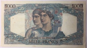 Billet 1000 francs Hercule et Minerve 6-12-1945
