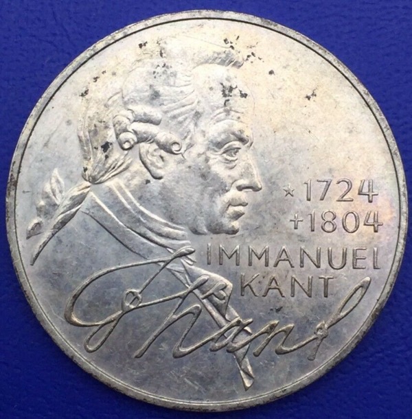 Monnaie argent, Allemagne, 5 Mark 1974, Immanuel Kant