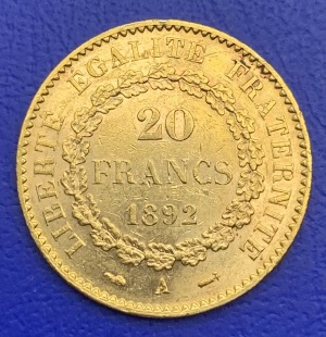 20 Francs Or Génie 1892 A