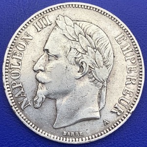 5 francs Napoléon III 1870 A argent